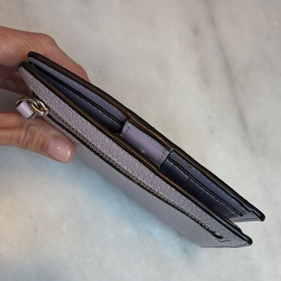 Kate Spade Wallet Leather Cross Grain Lavender Bifold Compact - Picture 10 of 15